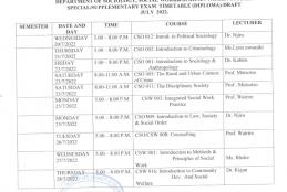 Diploma Timetable Special Supplementary Exam